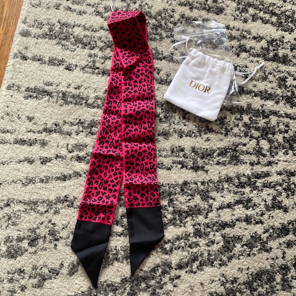 Dior Pop Mizza Mitzah Raspberry Silk Twill Scarf - Picture 2 of 4